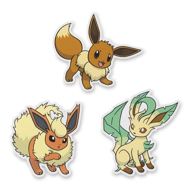 Eevee, Flareon & Leafeon Stickers (3-Pack)